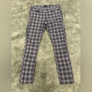 H&M Black and Gray Plaid Skinny Trousers